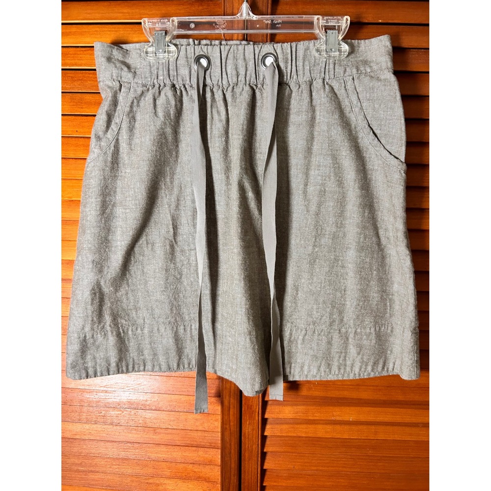 Eileen Fisher Petite Taupe‎ Cotton Drawstring Elastic Waist Skirt Pockets PM